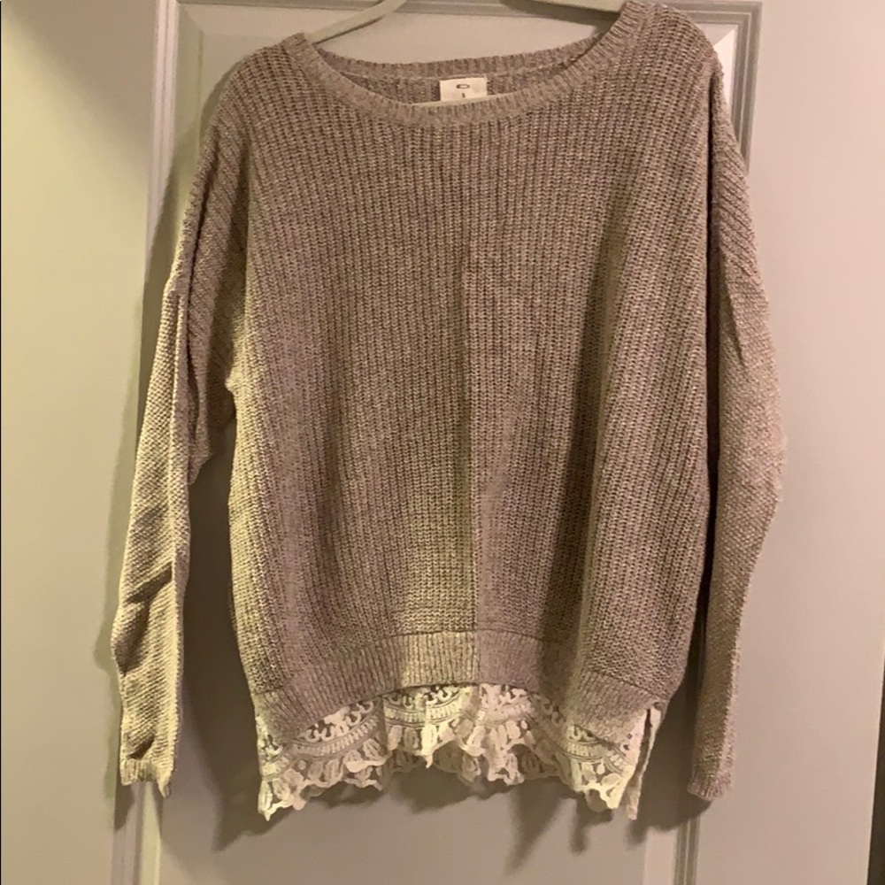 Sweater with lace trim